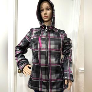 Womans M Plaid Ski Snow Boarding Jacket Blk and Pink by ZeroXposur Boarding Co.
